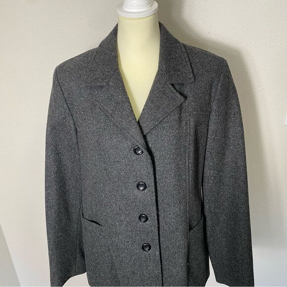 Izzi Collections Charcoal Gray 100% Wool Pea Coat Women's Size Large - Picture 9 of 16